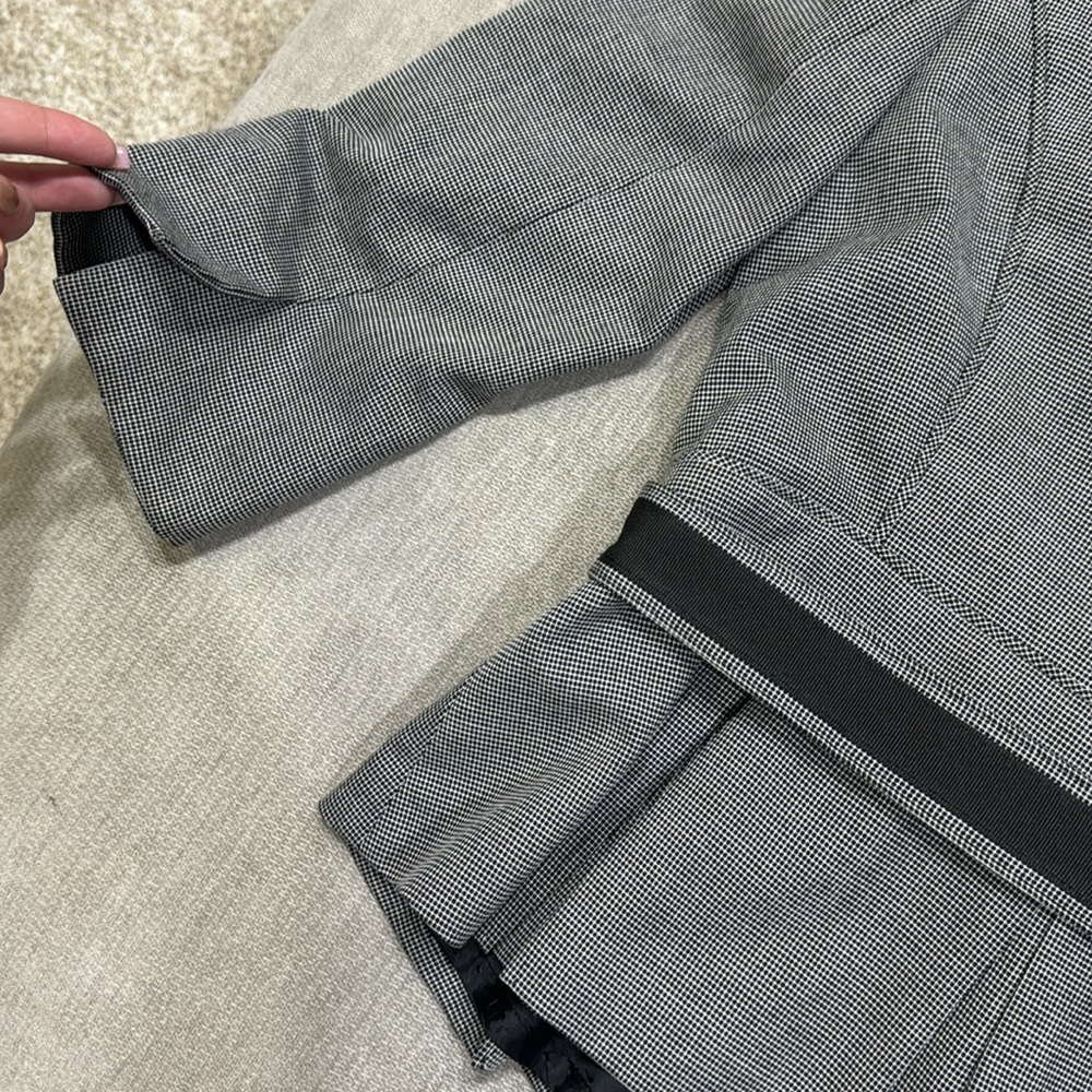 Grey Ruffle Belted Blazer - Picture 10 of 11